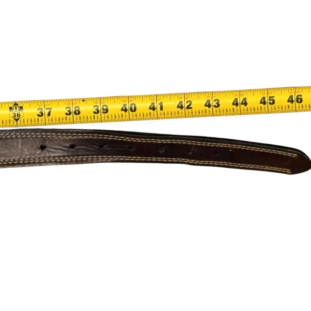 Levi’s Reversible Leather Belt Brown Black Stitched Silver Tone 2-Sided Sz 38-40